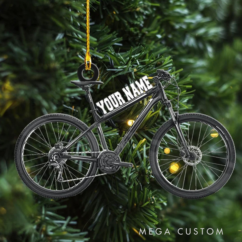 Personalized Name Bicycle Ornament Acrylic 2D Ornament Christmas Gifts For Bicycle Ride Custom Ornaments Gift For Bicycle Lovers