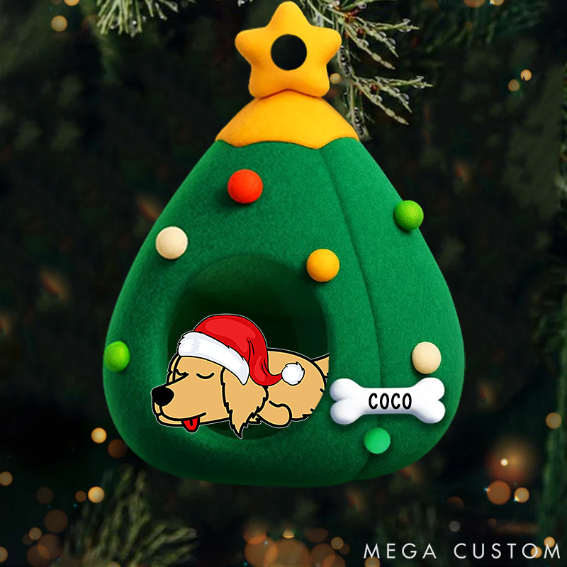 Personalized Dog Lover Santa Paws Cozy Tree Christmas Ornament