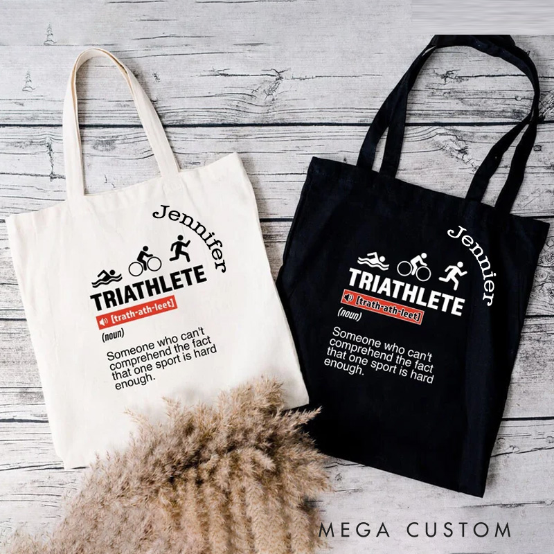 Personalized Triathlete Definition Adventure Tote Bag Runner Gifts Shopping Bag Gift for Cyclists Sport Lover Tote Bag