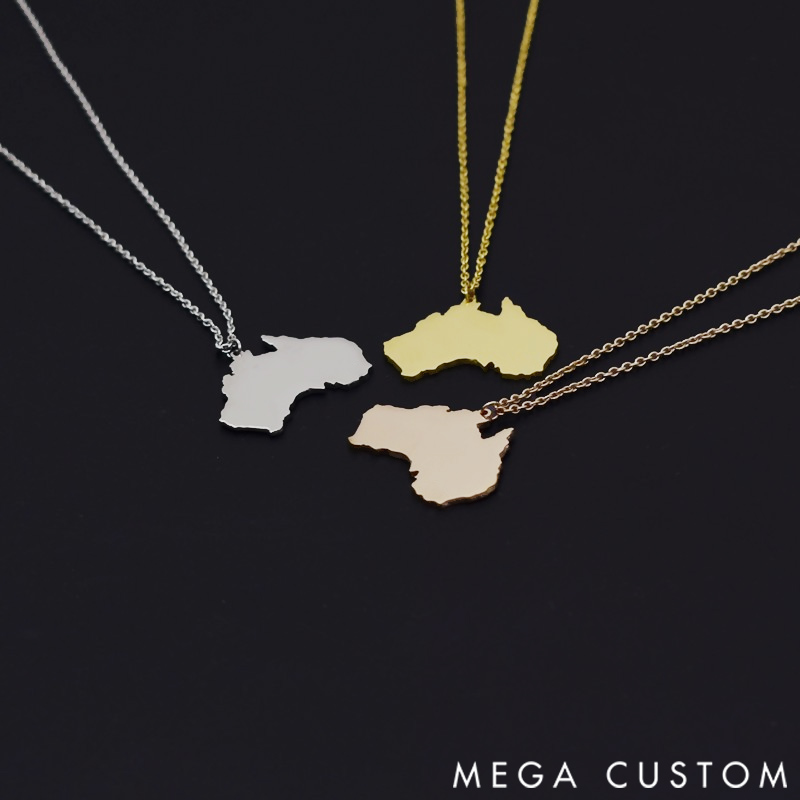 Custom State Country City Necklace Travel Destination Map Gift for Travel Lovers
