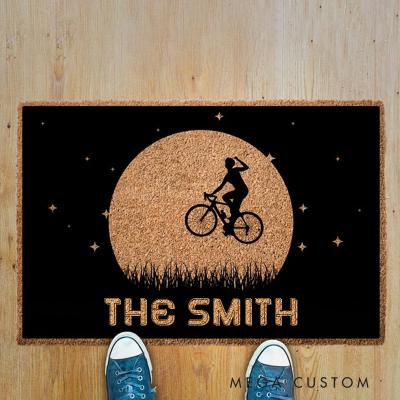Personalized Probably Biking Welcome Doormat Bicycle Housewarming Gift for Cycling Lovers