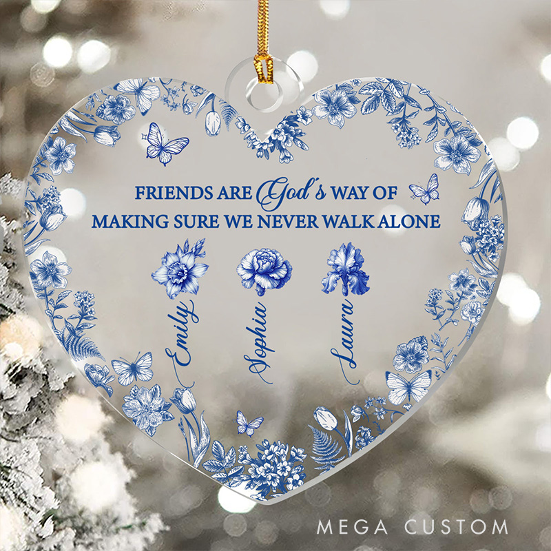 Personalized Friends are God's Way of Making Sure we Never Walk Alone Acrylic Ornament with Name Religious Gift for Christians