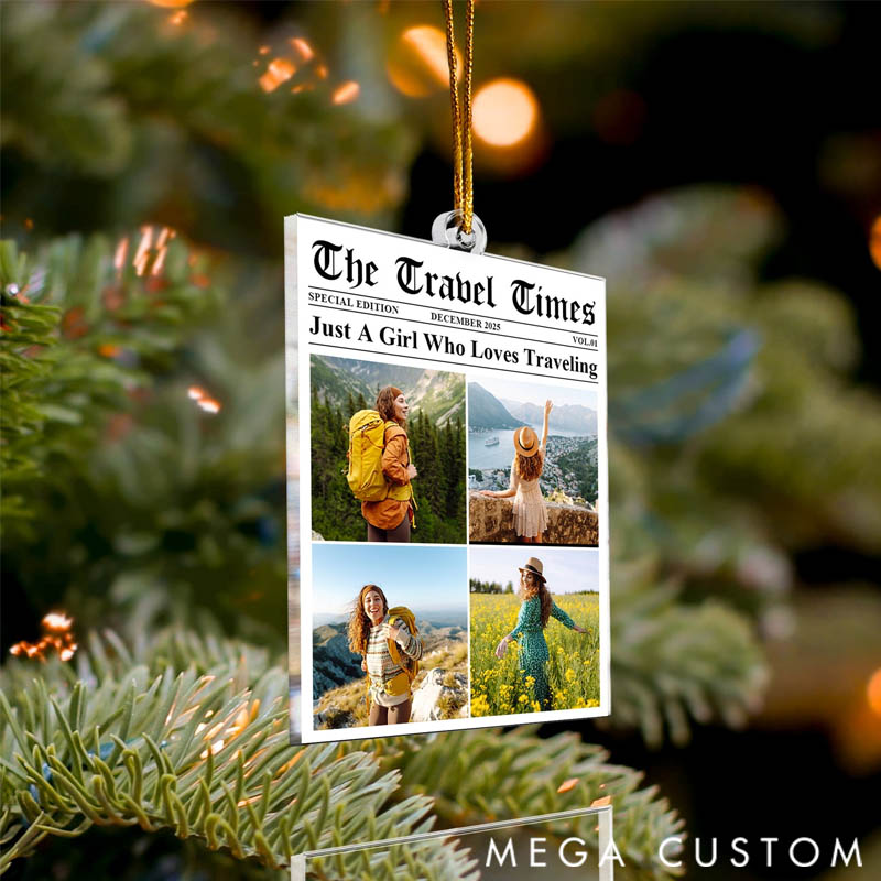 Personalized Acrylic Photo Ornament Just A Girl Who Loves Traveling