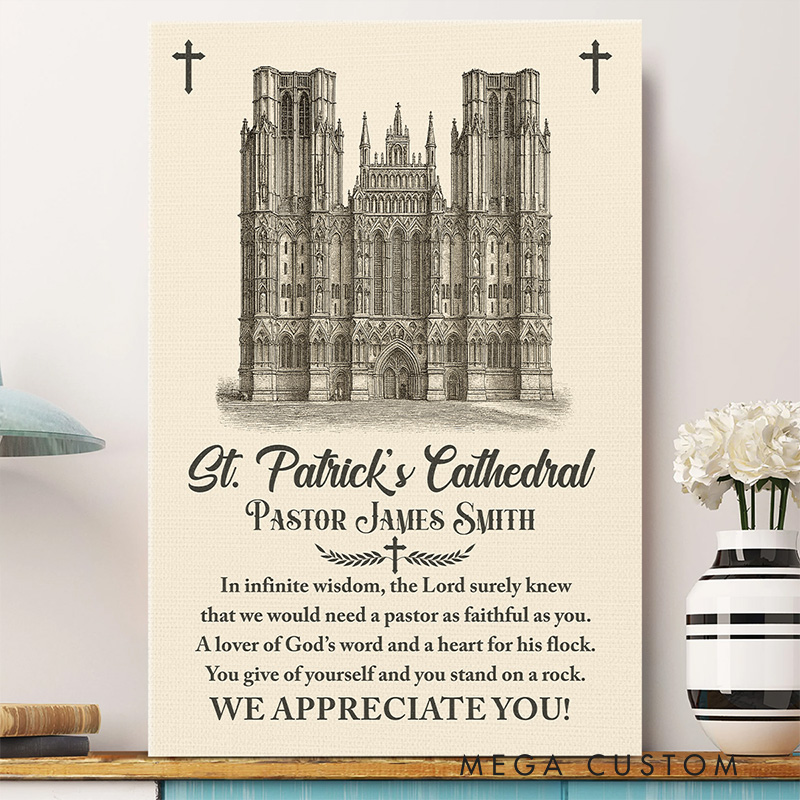 Personalized Thank you Pastor Frameless Canvas Painting with Name Wall Decor Religious Gift Appreciation Gift for Christian Pastor
