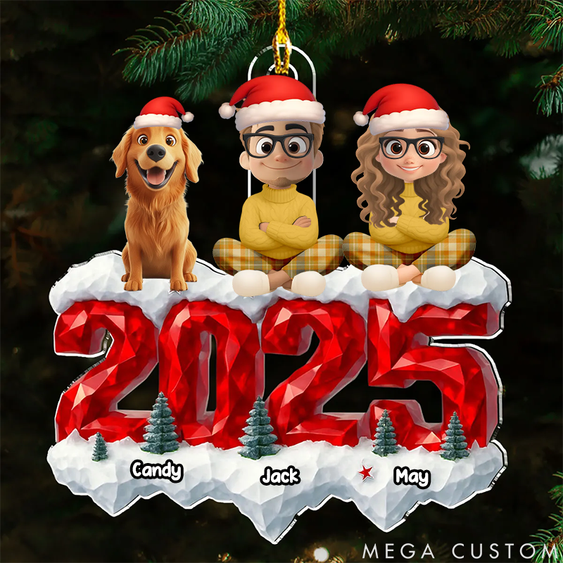 Personalized Dog Lover Family Love and Paws Christmas Ornament