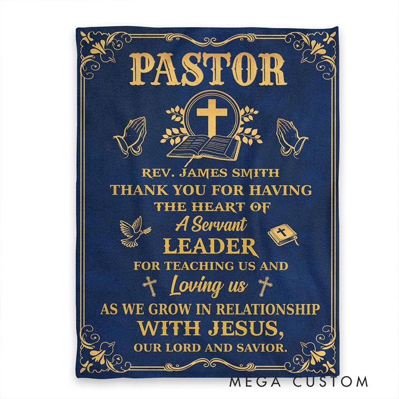 Personalized Thank you Pastor Soft Throw Blanket with Name Home Decor Religious Gift Appreciation Gift for Christian Pastor