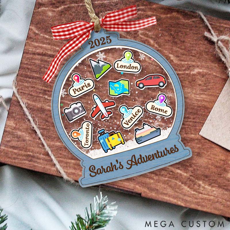Personalized Travel Christmas Ornament Adventure Gift for Travel Lovers 