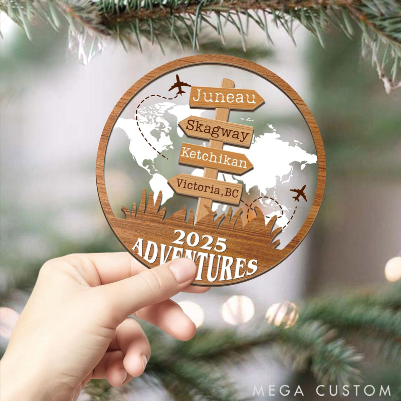Personalized Travel Christmas Ornament Traveling Destination Ornament Gift for Travel Lovers 