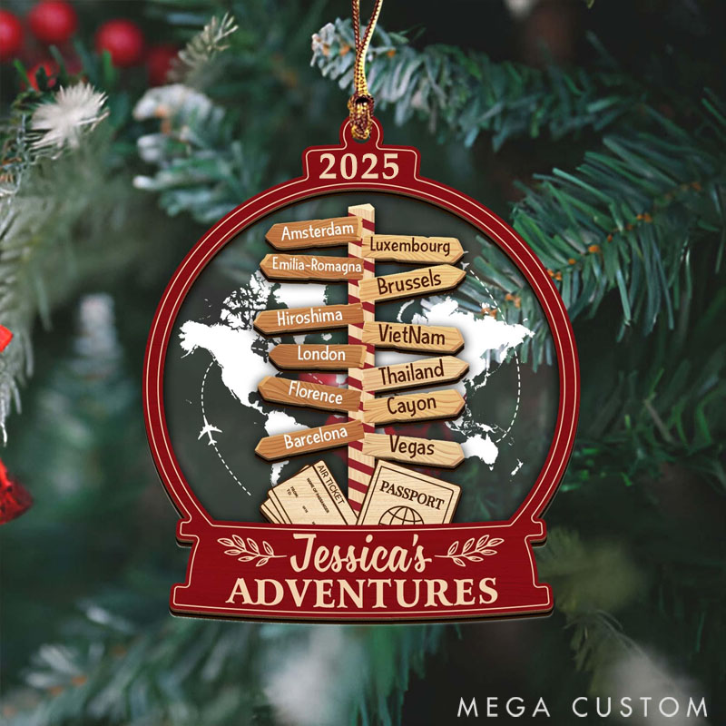 Personalized Travel Adventure Ornament Traveling Destination Ornament Gift for Travel Lovers 