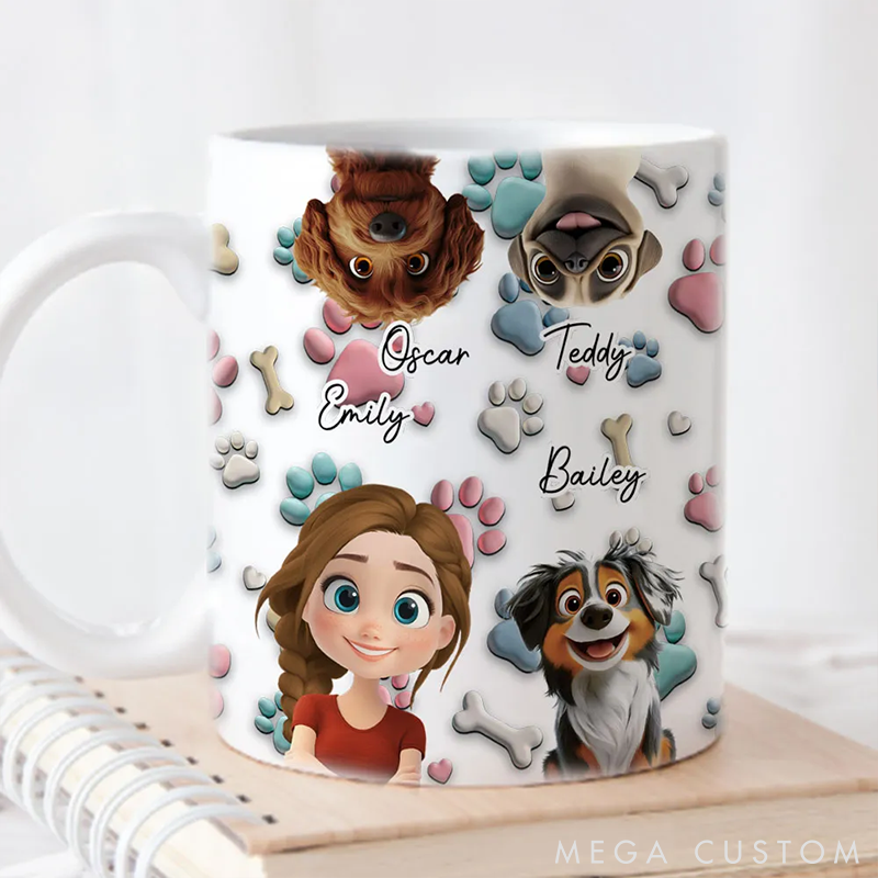 Personalized Dog Lover Dog and Human Cartoon Mugs