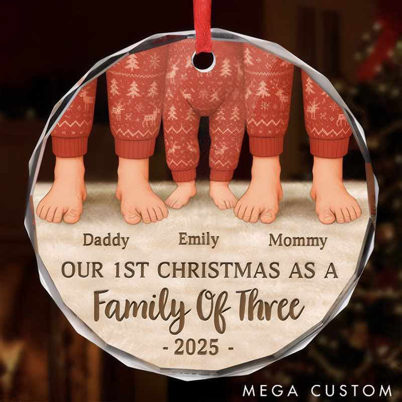 Personalized Family Christmas Ornaments Celebrating Our First Christmas as a Happy Family of Three