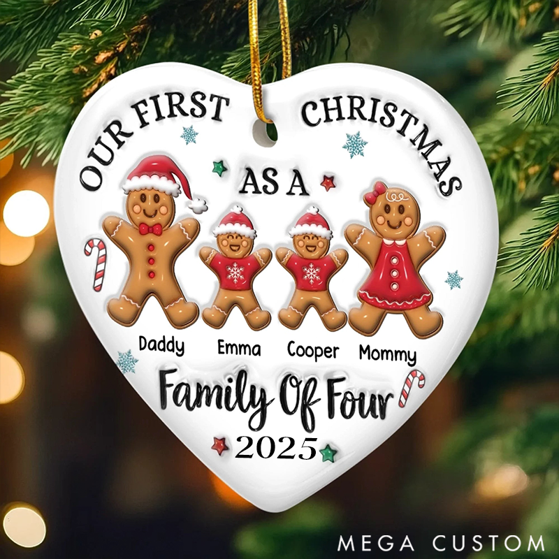 Personalized Ceramics Heart Shape Our First Christmas Gingerbread Hearts Warm the Home Christmas Ornament 