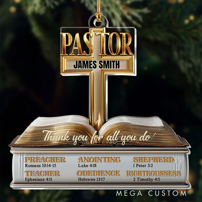 Personalized My Preacher Teacher Shepherd Acrylic Ornament with Name Religious Gift for Christians Appreciation Gift for Pastor