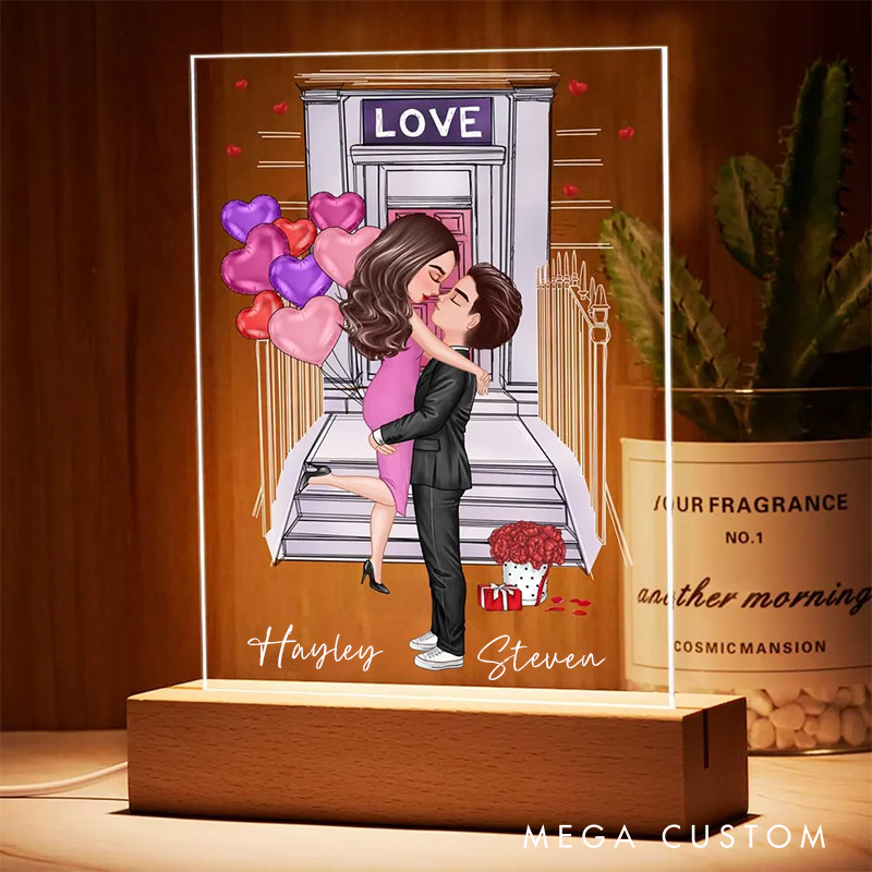 Personalized Couple Kissing Front Porch LED Night Light Gift For New Couple Couple Room Decoration