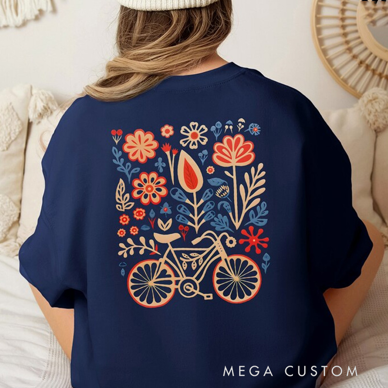 Personalized Classic Cycling Sweatshirt Flower Bicycle Hoodie Unique Style Bike Lover Trendy Floral Design