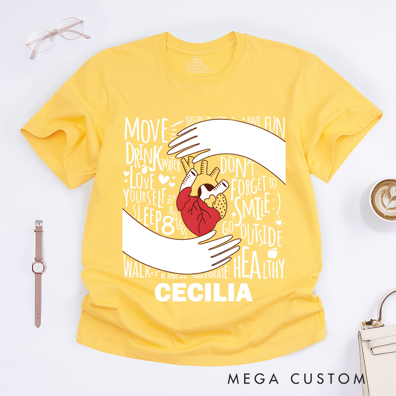 Personalized Nurse T-Shirts Hands Holding a Heart Fashion Design T-Shirts