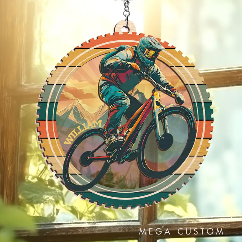 Personalized Cycling Suncatcher Ornament Mountain Biking Bicycle Gift