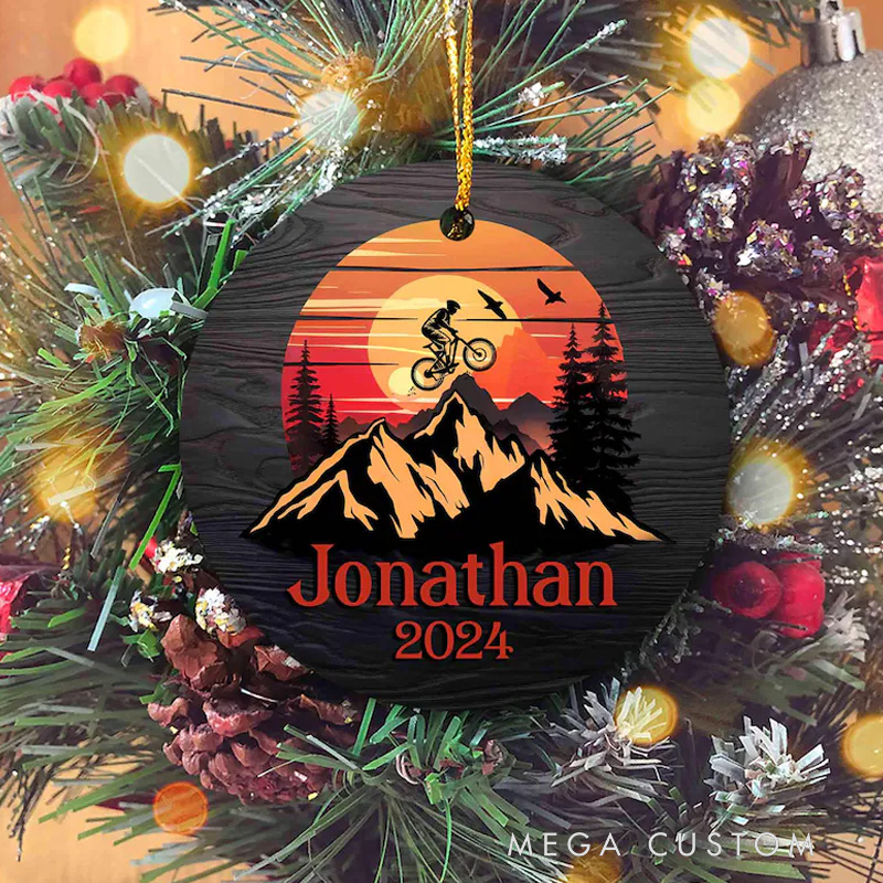 Personalized Mountain Bike Christmas Ornament for Cycling Lovers