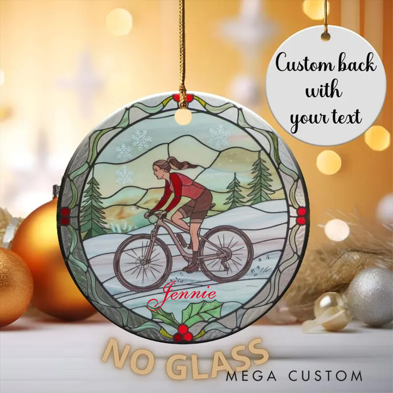 Personalized Elegant Ceramic Bicycle Christmas Ornament Unique Memory Cyclist Gift Idea Xmas Tree Mountain Biker