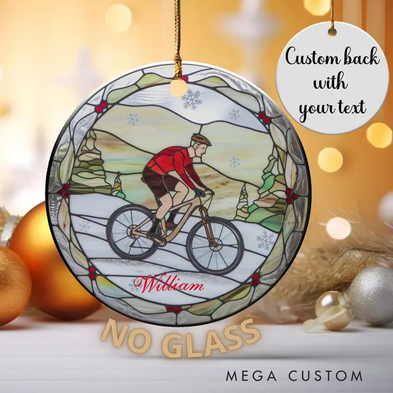 Personalized Elegant Ceramic Bicycle Christmas Ornament Unique Memory Cyclist Gift Idea Xmas Tree Mountain Biker