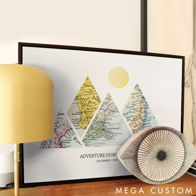 Personalized Custom Travel Milestone Map Canvas Art Home Decor for Travel Lovers Travel Souvenir
