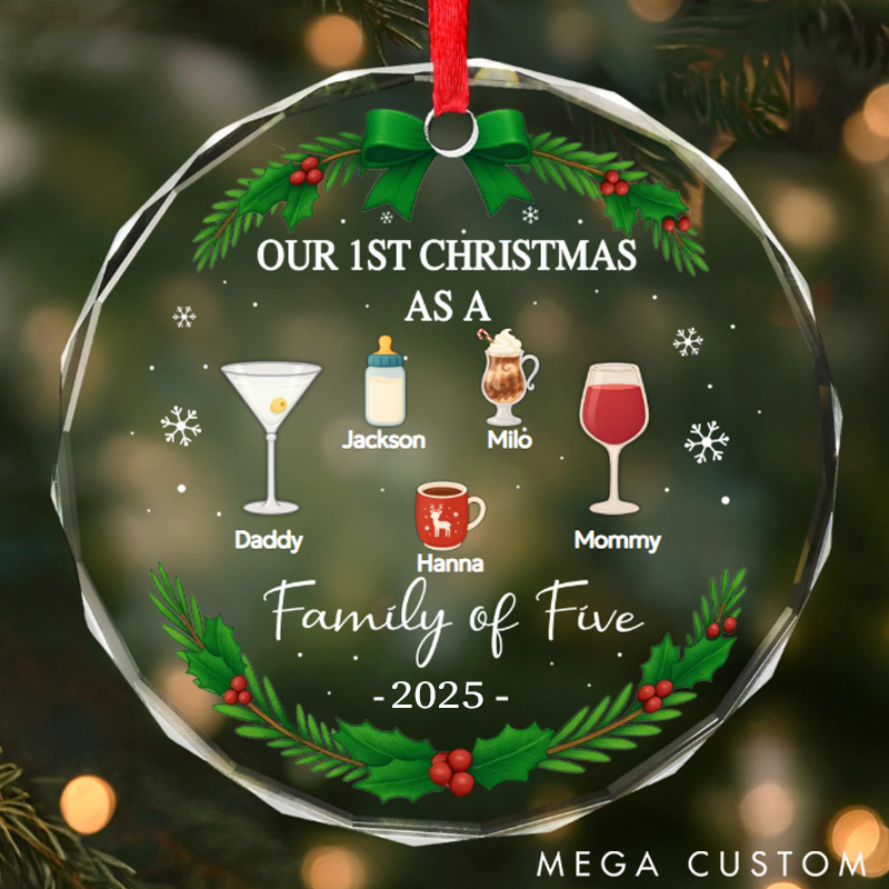 Personalized Family Christmas Glass Ornaments Cherishing the Joy of Our First Christmas as a Family