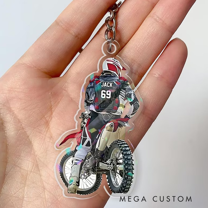Personalized Motocross Ornament Custom Dirt Bike Rider Name Number Decoration for Biker Gift