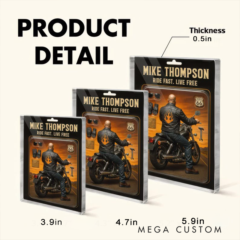 Personalized Biker Gifts Custom Name Motorcycle Rider Acrylic Plaque Desktop Decor for Motorcyclists and Men Fathers Day Gift