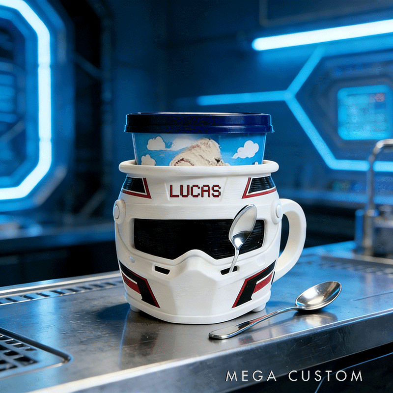 Personalized Helmet Shaped Ice Cream Pint Holder Funny and Useful Dessert Gift