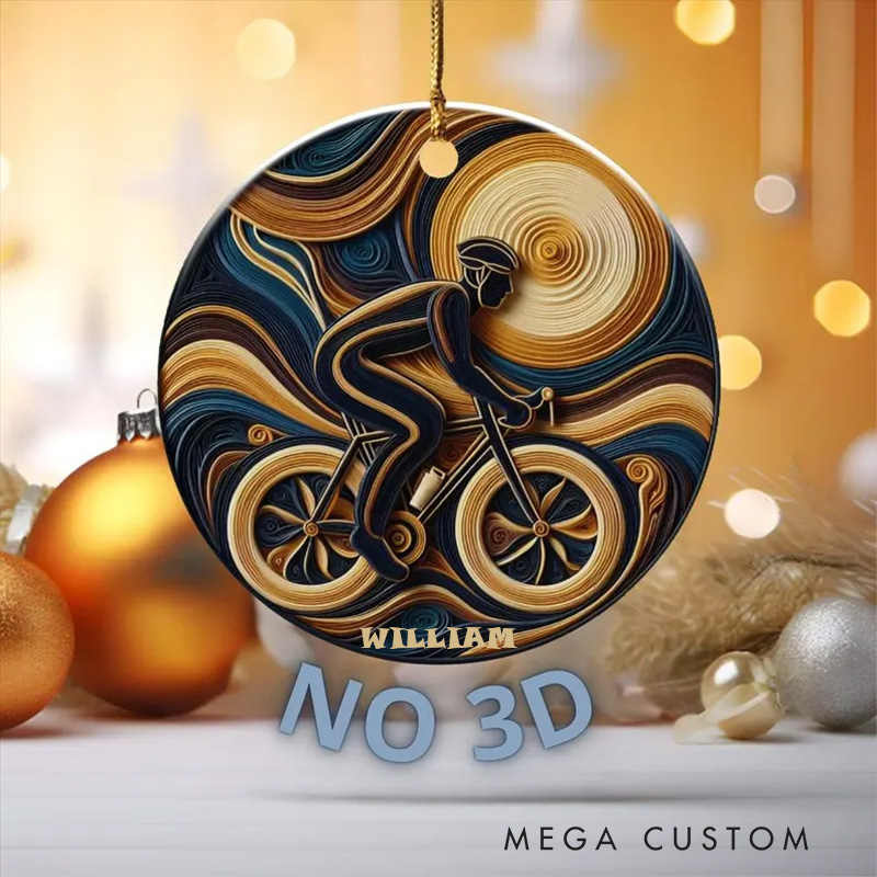 Personalized Ceramic Cyclist Ornament Bicycle Enthusiast Gift Holiday Bicycle Award