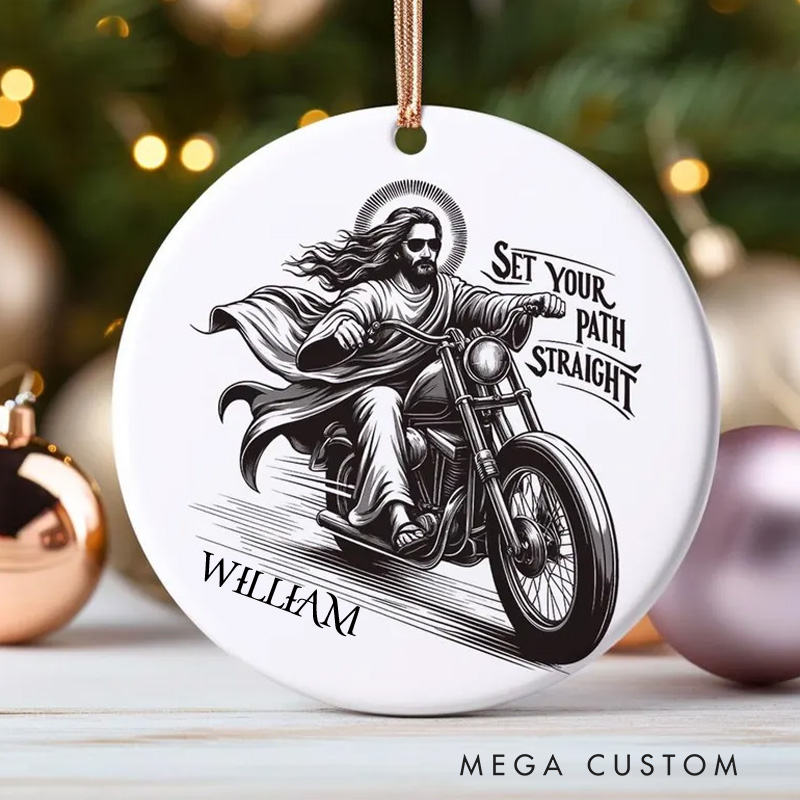 Personalized Christian Bike Ornament Inspirational Christmas Decor for Cyclists Unique Gift for Bike Riding Christians and Outdoor Enthusiasts