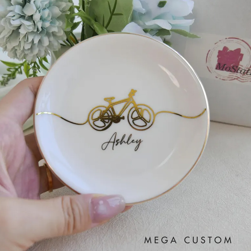 Personalized Bicycle Jewelry Dish Bike Lover Jewelry Holder Gift for Cyclist