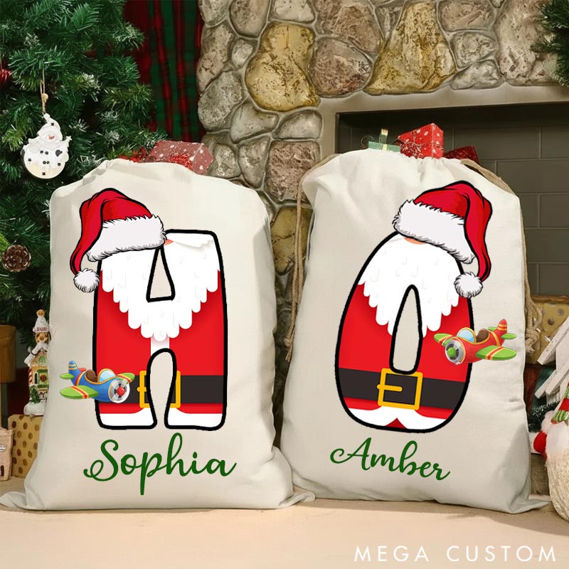 Personalized Travel Bag Christmas Santa Claus Letter Plane with Custom Name
