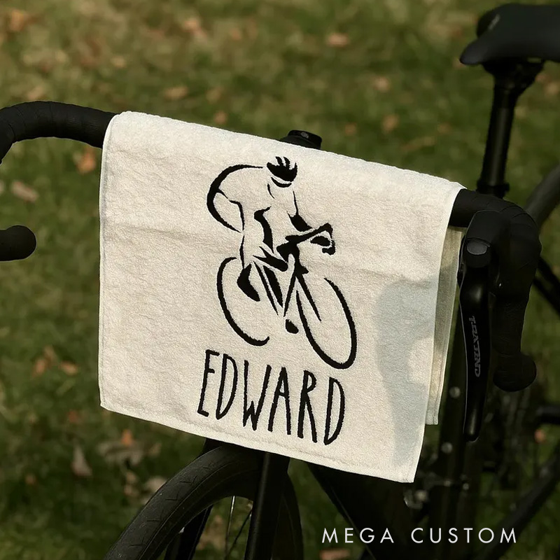 Personalized Cycling Towel Custom Embroidered Sports Towel with Name Cycling Gift for Riders