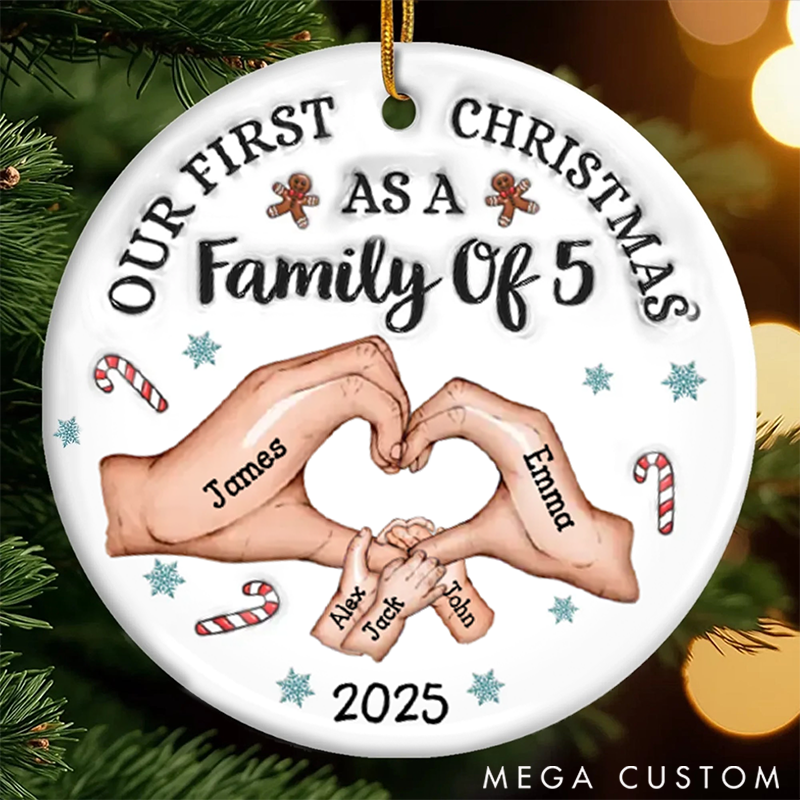 Personalized Family Christmas Ceramic Ornaments Commemorating Our First Christmas as a Family