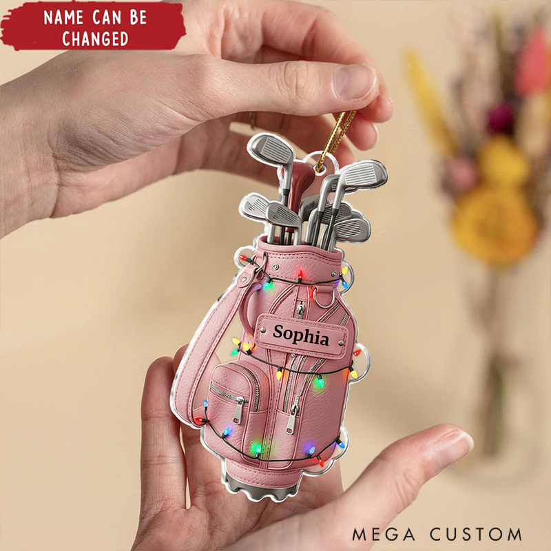 Personalized Golf Actylic Christmas Ornament with Custom Name