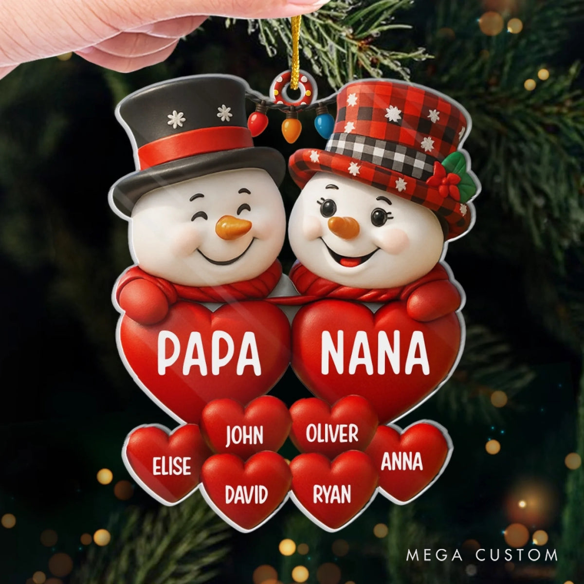 Personalized Acrylic Reunion Festival Love Made Family Happiness Christmas Ornament 