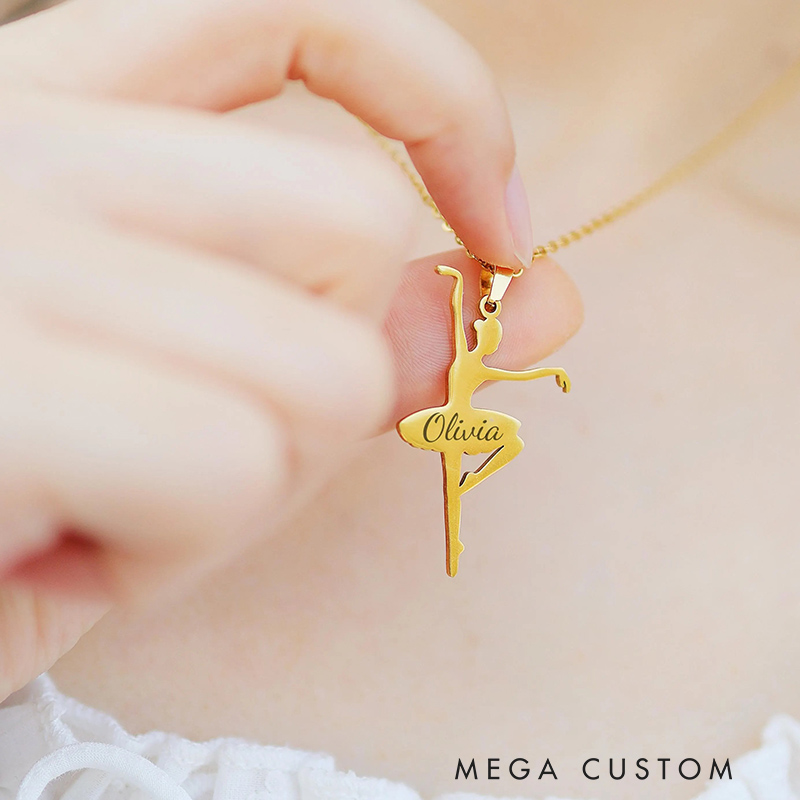 Personalized Ballerina Necklace Ballet Dancer Jewelry Dance Recital Gift Dance Necklace for Kids Ballet Teacher Gift Ballet Dance Team Gift