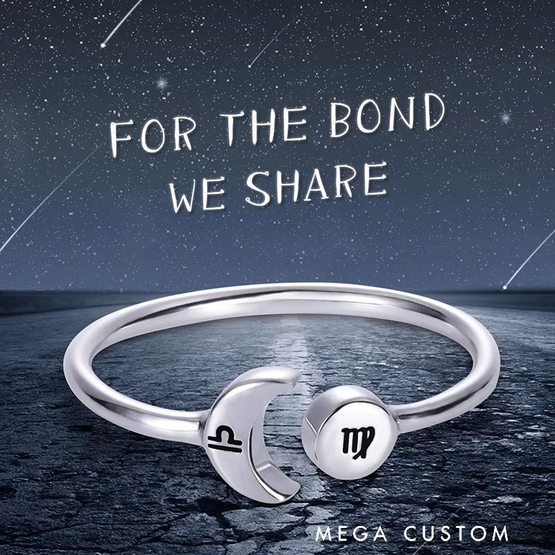 Personalised Sun and Moon Zodiac Ring for Birthday Graduation Anniversary Christmas or Other Special Occasions