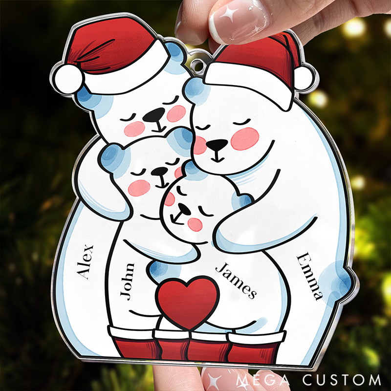 Personalized Family Christmas Glass Ornaments Commemorating Our First Christmas as a Christmas Bear Family