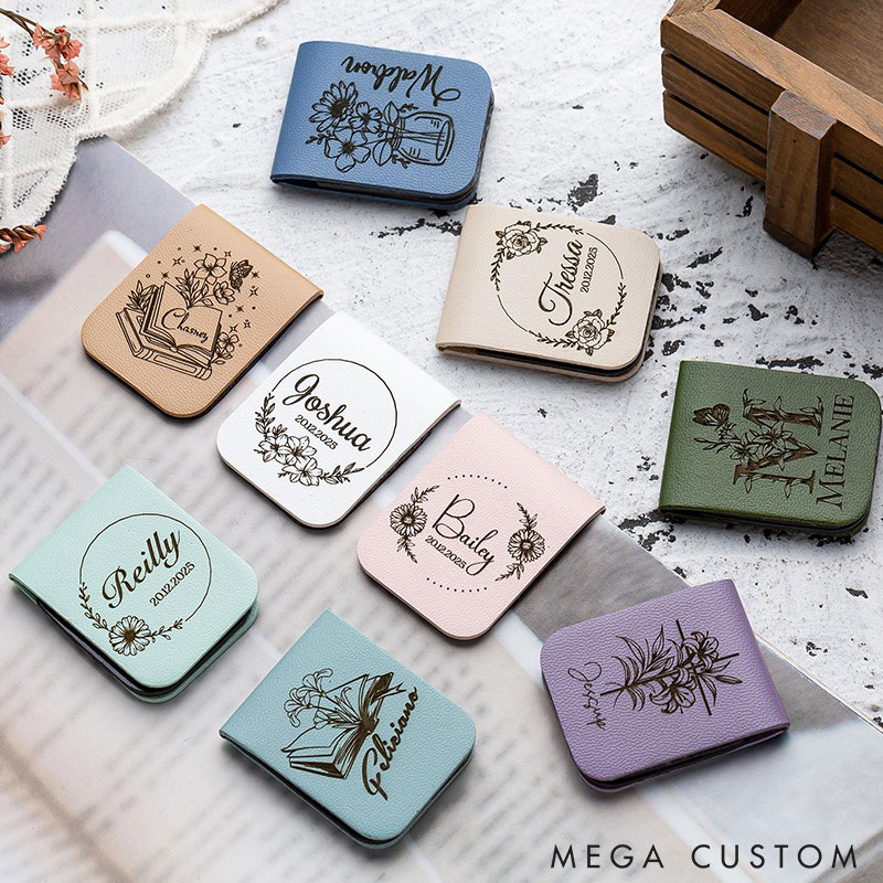 Personalized Magnetic Bookmark Leather Bookmark Library Bookmark Engraved Magnet Book Clip with Name or Initials Bookmark Gift for Book Lovers
