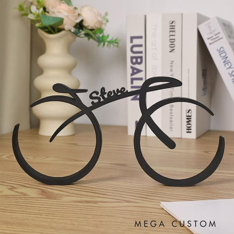 Personalized Minimalist Line Bicycle Ornament with Name Home Decor Birthday Fathers Day Christmas Gift for Men Cycling Enthusiasts