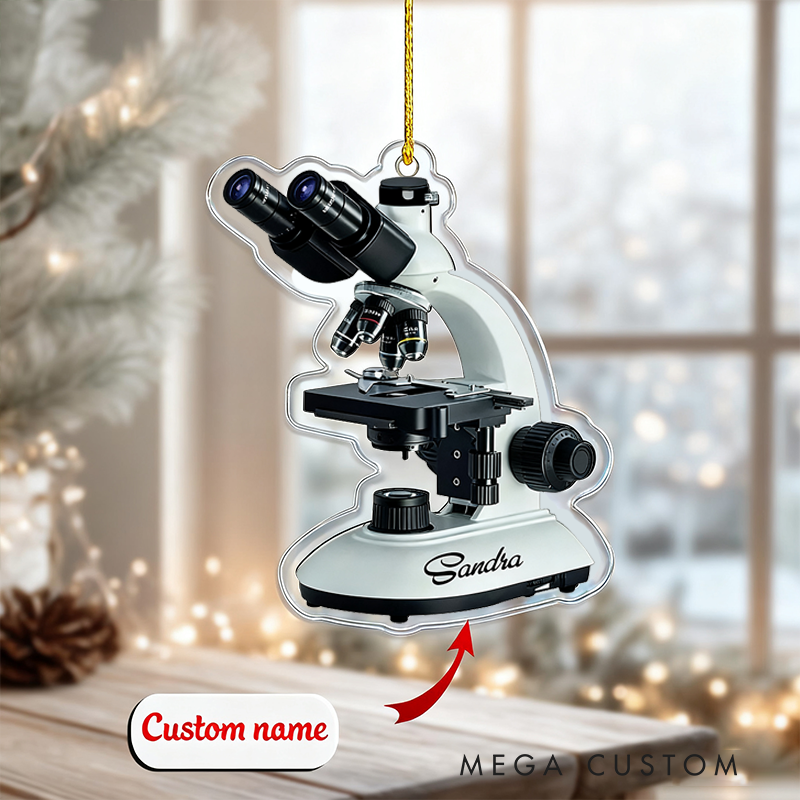 Personalized Teacher Christmas Ornament Microscope Design Acrylic Ornament for Teachers