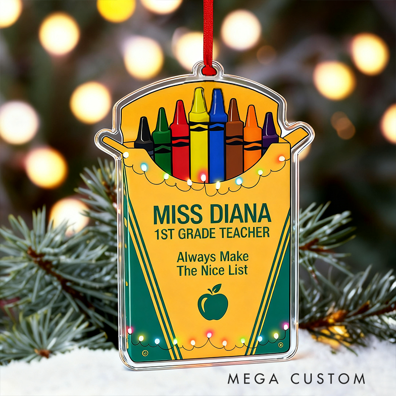 Personalized Teacher Christmas Acrylic Ornament Always Make the Nice List Teacher Design Gift for Teachers