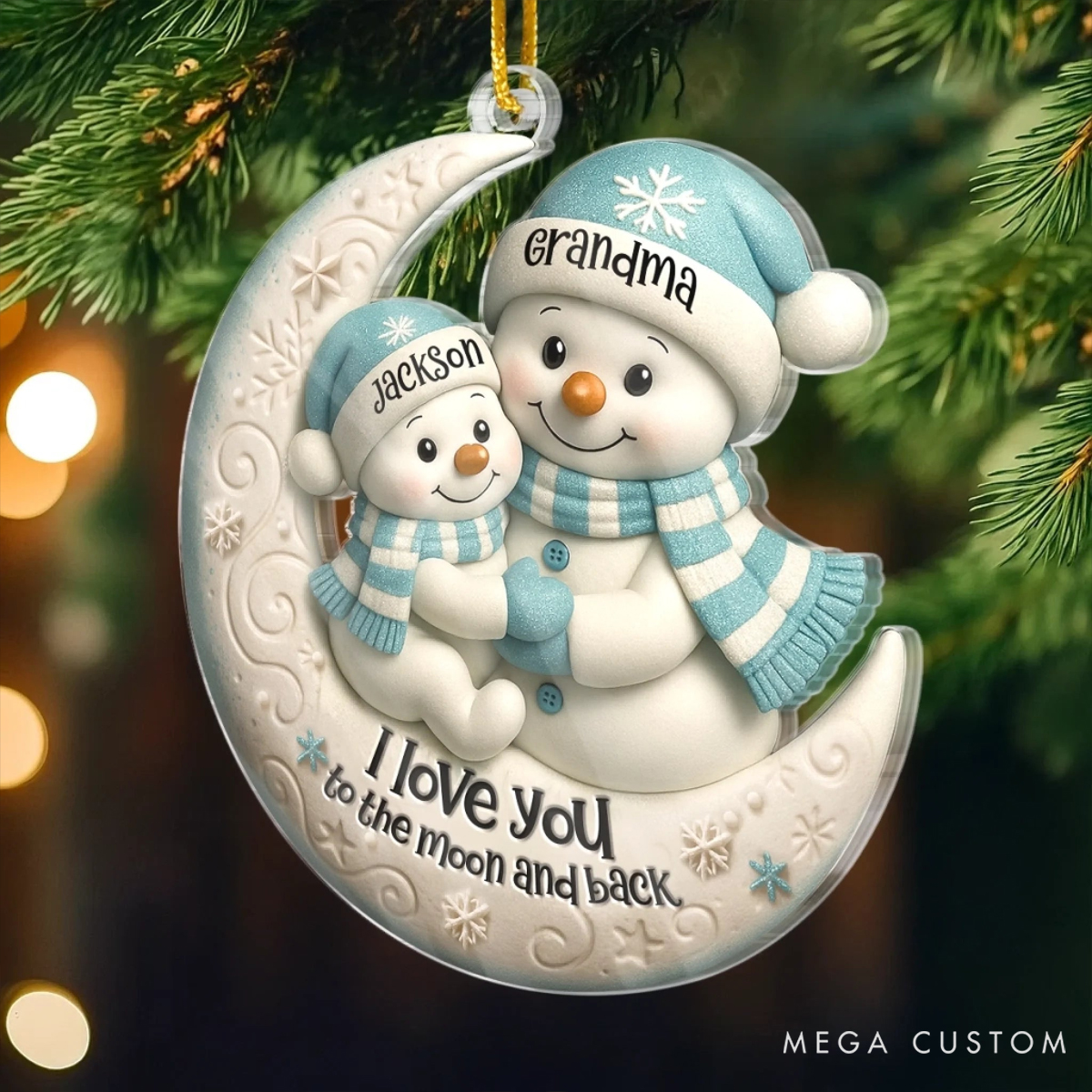 Personalized Acrylic Ornament Family Smiles with Snowman Magic Happiness Christmas Ornament 