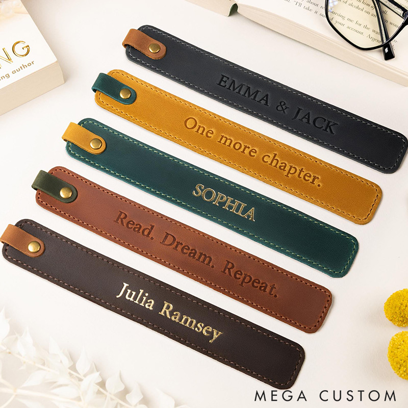 Personalized  Leather Bookmark Gifts for Readers Gift for Book Lover Custom Initials Leather Bookmark Handmade Gifts