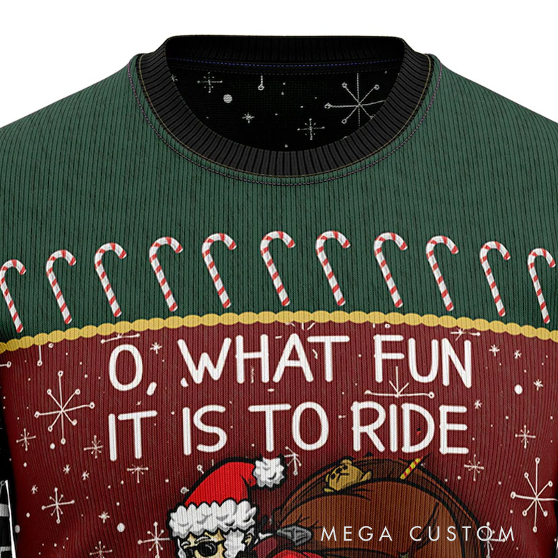 Personalized Ugly Christmas Sweater Cycling Santa Christmas Sweater Holiday Gift for Cyclists Unise