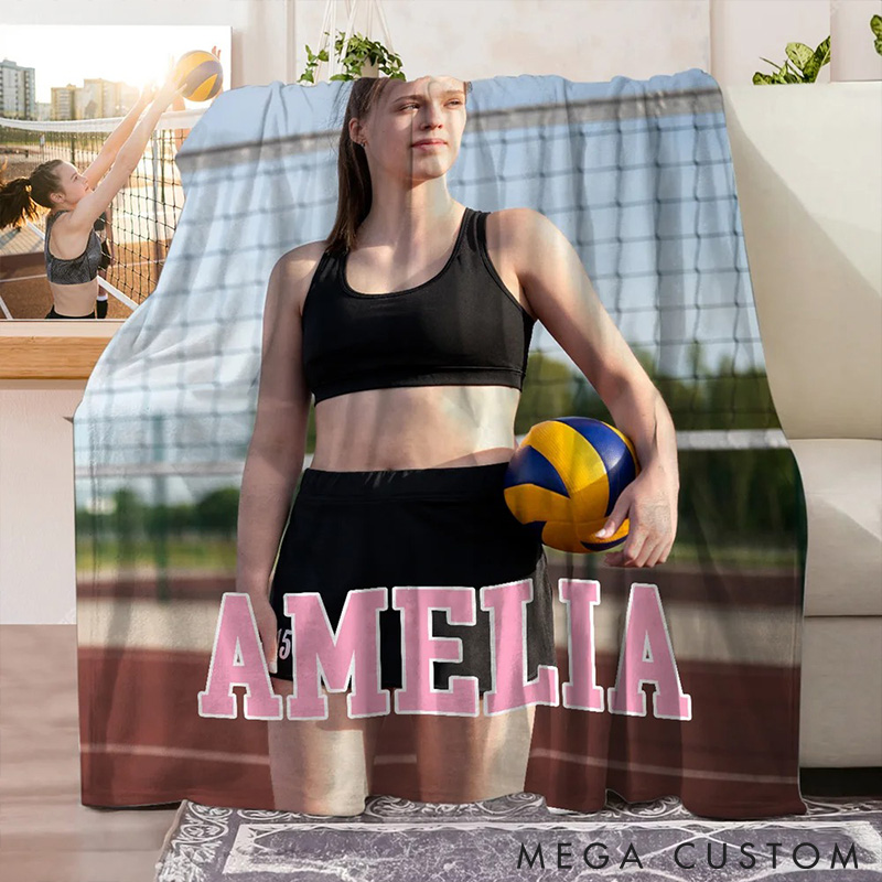Personalized Soft Sports Blanket with Photo Name and Number Ideal Gift for Sports Lovers