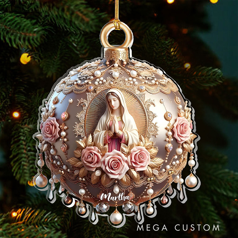 Personalized Believe Virgin Mary Acrylic Ornament with Name Religious Gift Faith Gift for Christians