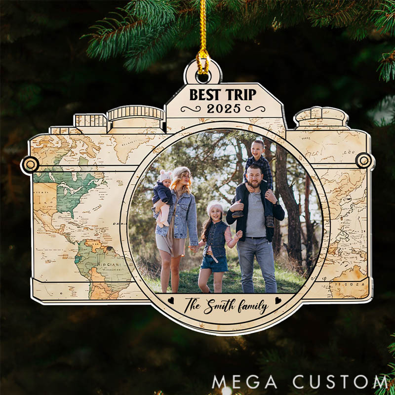 Personalized Acrylic Travel Camera Ornament Best Trip for Families